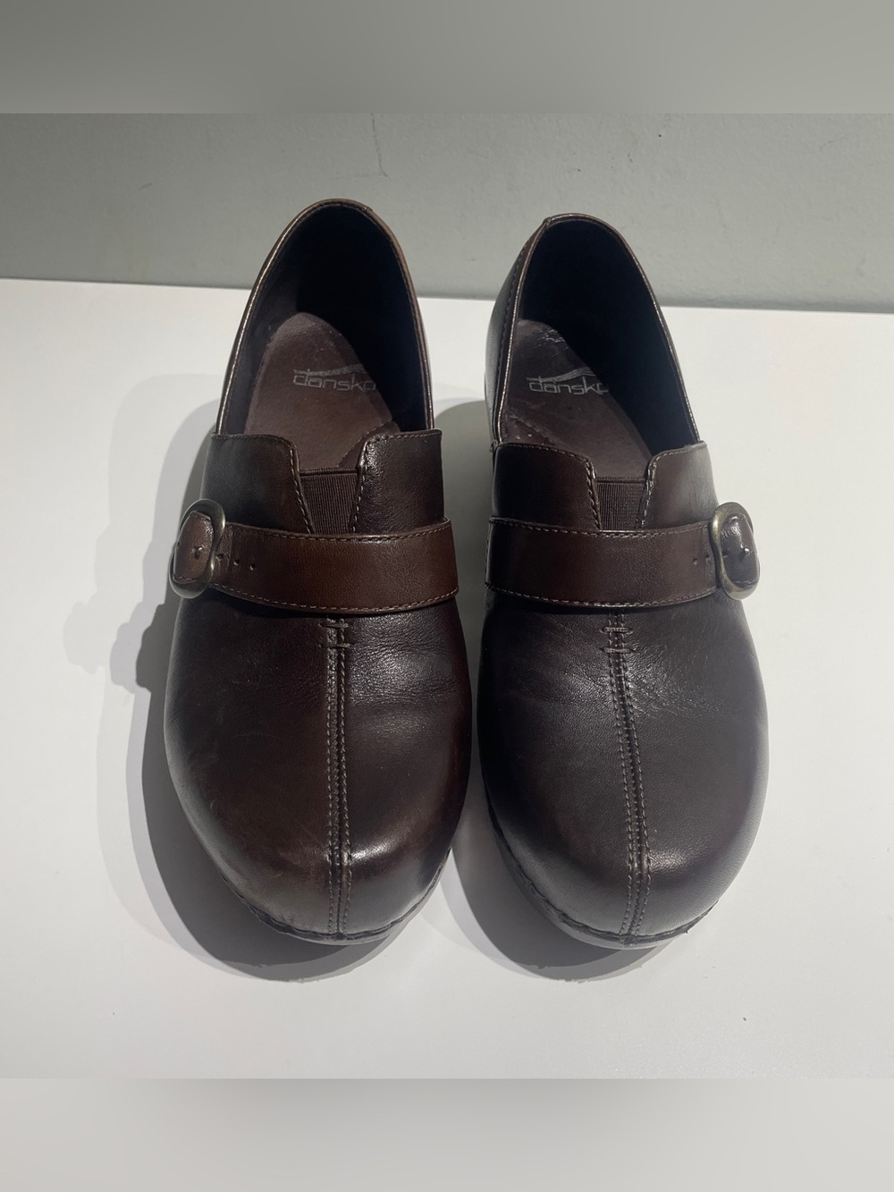 DANSKO Tamera Brown Leather Buckle Clogs Slip On Work Shoes - Picture 4 of 12